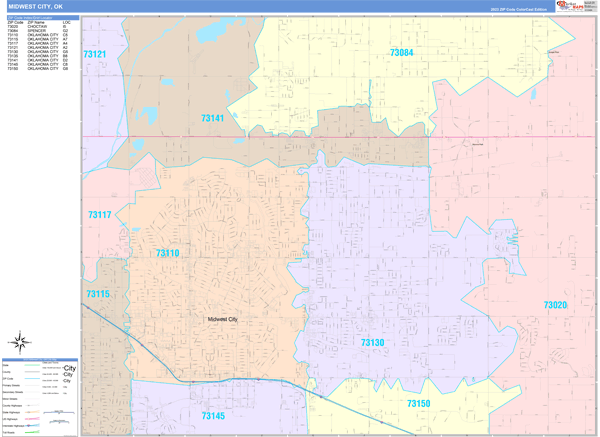 Midwest City Wall Map